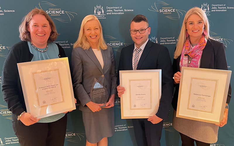  Prof Britta Regli-von Ungern-Sternberg, Prof Donna Cross, A/Prof Anthony Kicic and Rebecca Famlonga.