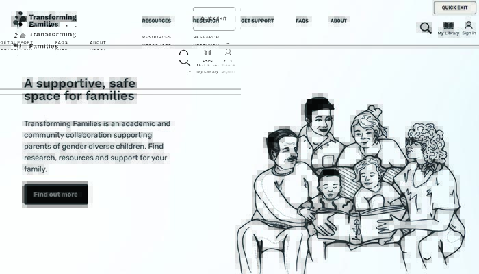 a screenshot of the Transforming Families website
